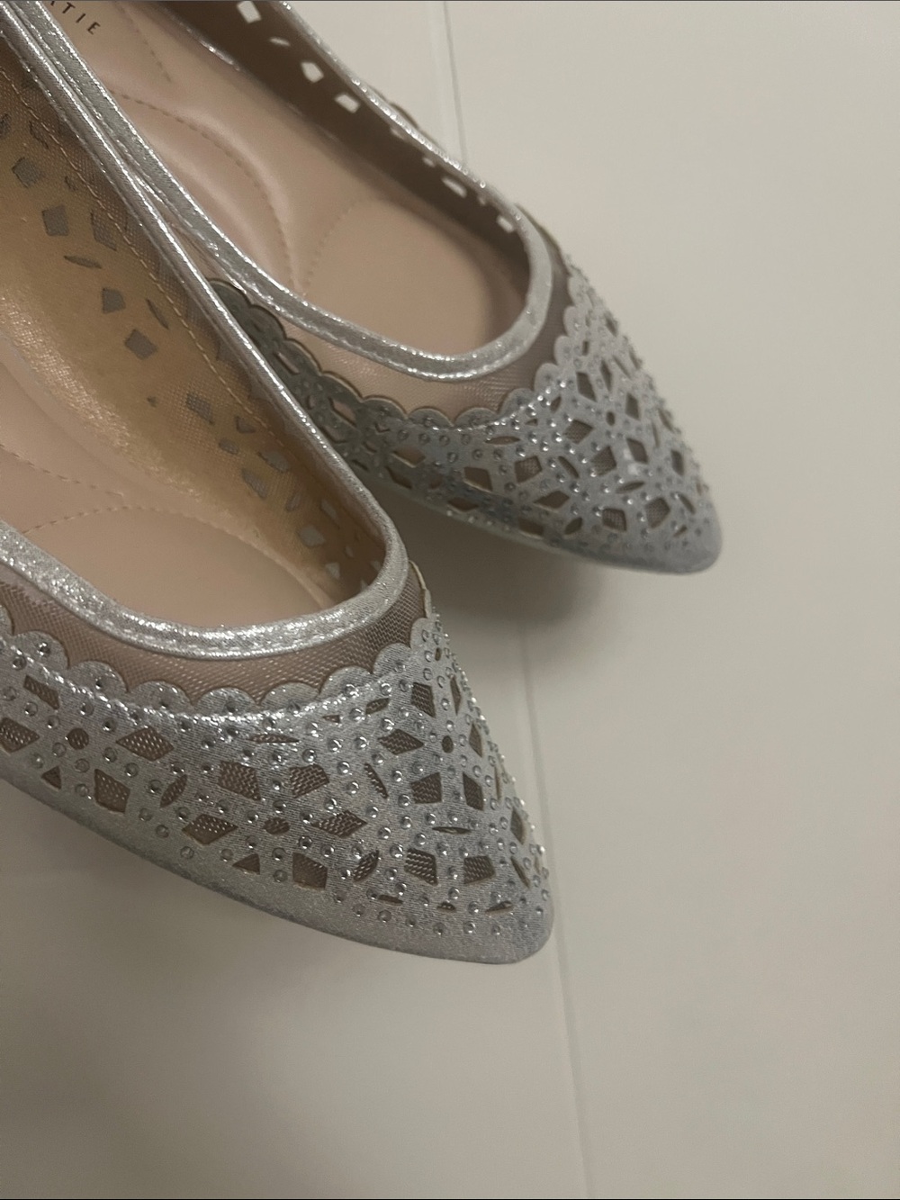 Kelly & Katie Silver Laser-Cut Pointed Toe Flats